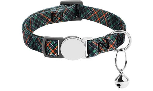 Collare per gatto a scatto con motivo plaid e fibbia metallica