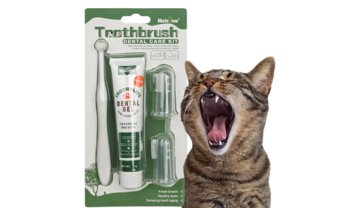 Set Completo per la Cura Orale del Gatto: spazzolino da denti, 2 spazzolini da dito e dentifricio alla vaniglia